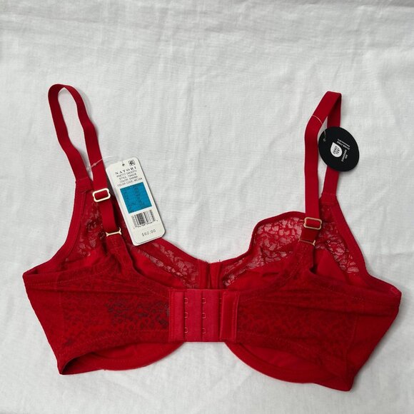 Natori Pretty Smooth Seamless Samba Red Lace Underwire Bra 30DDD - Picture 6 of 8